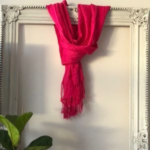 Shocking pink scarf.